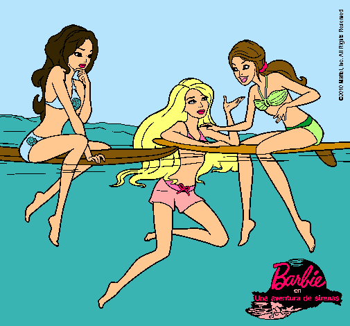 Dibujo Barbie y sus amigas pintado por Jessica--F