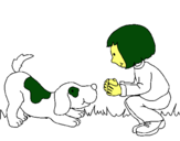Dibujo Niña y perro jugando pintado por BETITHO