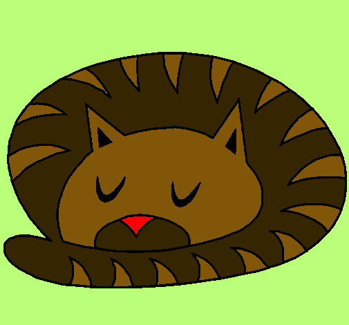 Dibujo Gato durmiendo pintado por macaa