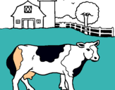 Dibujo Vaca pasturando pintado por color
