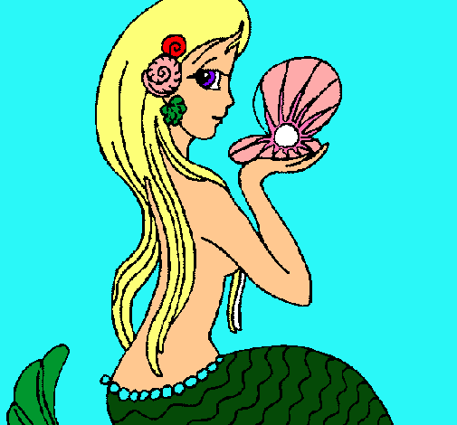 Dibujo Sirena y perla pintado por lucia2001