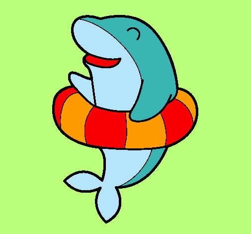 Dibujo Delfín con flotador pintado por Ainoa2