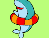 Dibujo Delfín con flotador pintado por Ainoa2