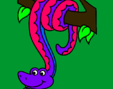 Dibujo Serpiente colgada de un árbol pintado por serpentin