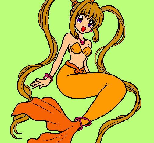 Dibujo Sirena con perlas pintado por macaa