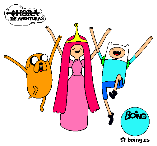 Dibujo Jake, Princesa Chicle y Finn pintado por luana-star