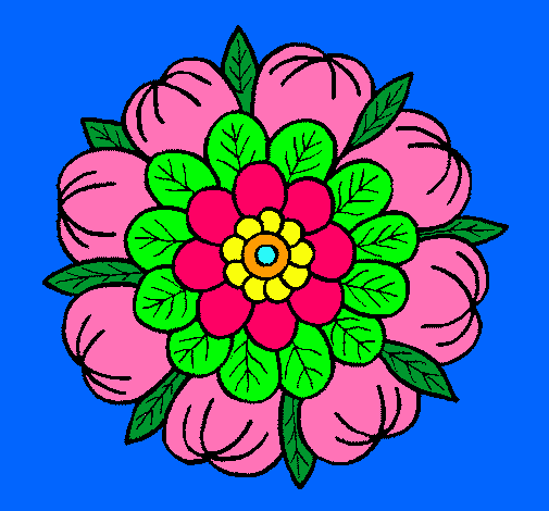 Dibujo Mandala floral pintado por isamp