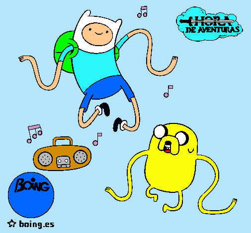 Dibujo Finn y Jake escuchando música pintado por skiper9