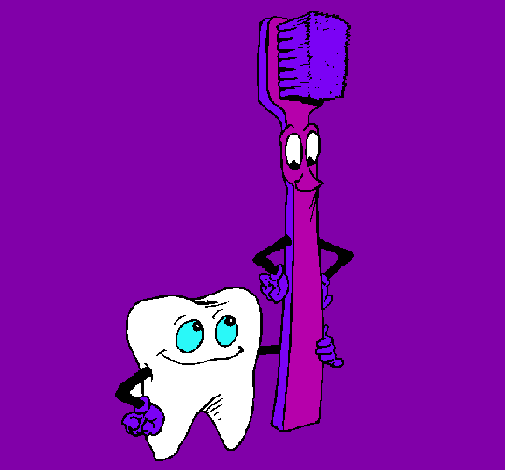 Dibujo Muela y cepillo de dientes pintado por nayua