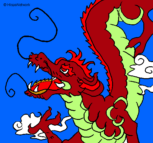 Dibujo Dragón japonés pintado por spaida