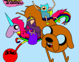 Dibujo Jake, Finn, la princesa Chicle y Lady Arco Iris pintado por danigato