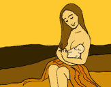 Dibujo Madre con su bebe pintado por Ainoa2