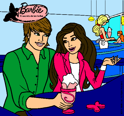 Dibujo Barbie y su amigo en la heladería pintado por bet9