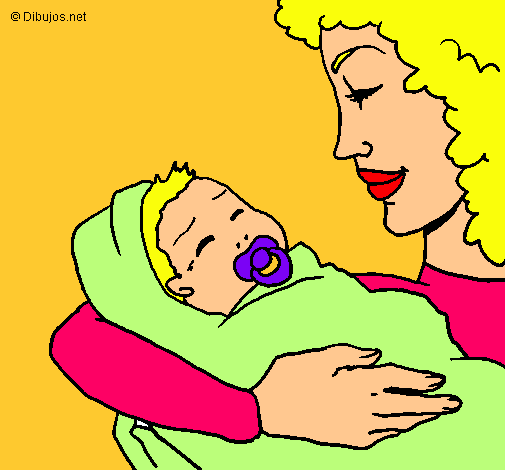 Dibujo Madre con su bebe II pintado por santiaggo