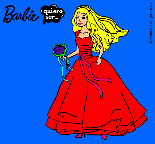 Dibujo Barbie vestida de novia pintado por skiper9