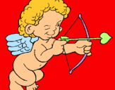 Dibujo Cupido apuntando con la flecha pintado por como