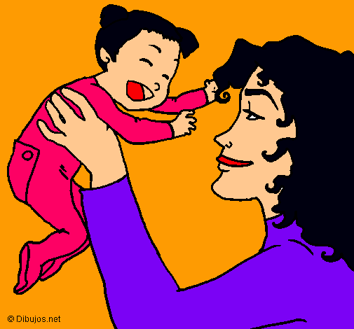 Dibujo Madre con su bebe pintado por santiaggo