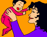 Dibujo Madre con su bebe pintado por santiaggo
