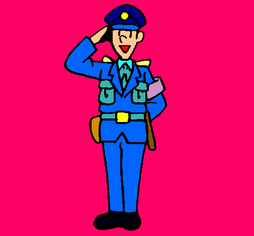 Dibujo Policía saludando pintado por bianqui