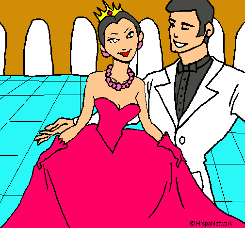 Dibujo Princesa y príncipe en el baile pintado por cele02