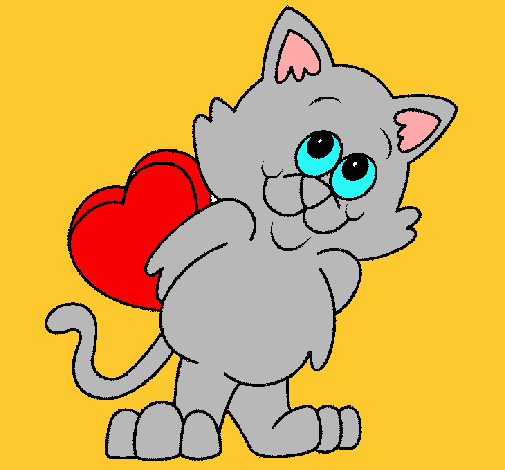 Dibujo Gatito enamorado pintado por nuria4