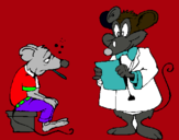 Dibujo Doctor y paciente ratón pintado por mumu