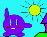 Dibujo Kirby en un día soleado pintado por nayua