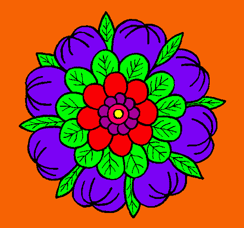 Dibujo Mandala floral pintado por encarnita