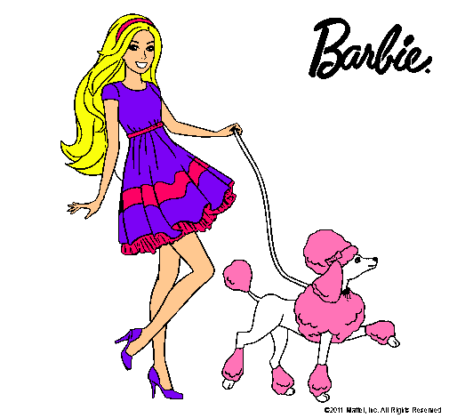 Dibujo Barbie paseando a su mascota pintado por cele02