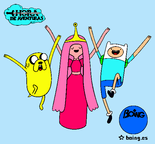 Dibujo Jake, Princesa Chicle y Finn pintado por skiper9