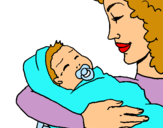 Dibujo Madre con su bebe II pintado por martao