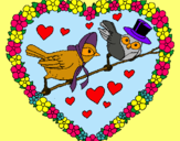 Dibujo Corazón con pájaros pintado por hpna
