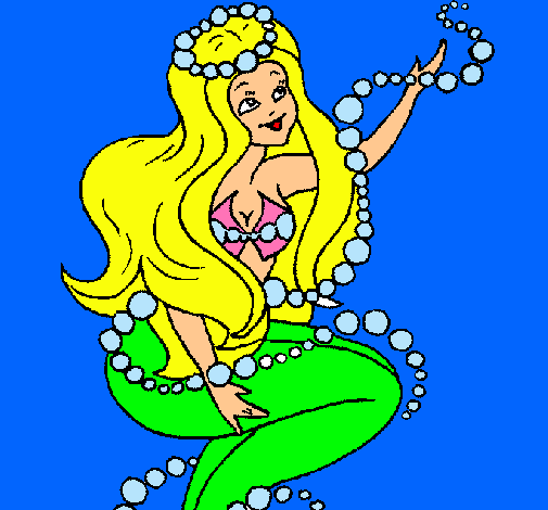 Dibujo Sirena entre burbujas pintado por florchyDC