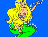Dibujo Sirena entre burbujas pintado por florchyDC