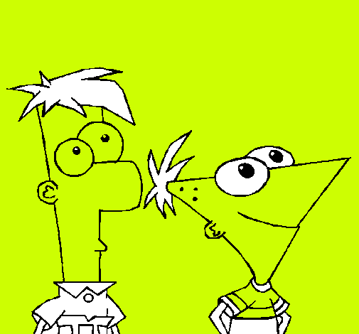 Dibujo Phineas y Ferb pintado por gabrielc