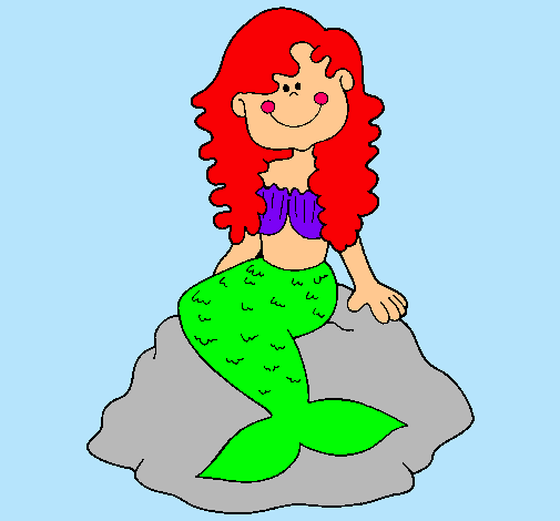 Dibujo Sirena sentada en una roca pintado por macaa