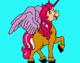 Dibujo Unicornio con alas pintado por tresada