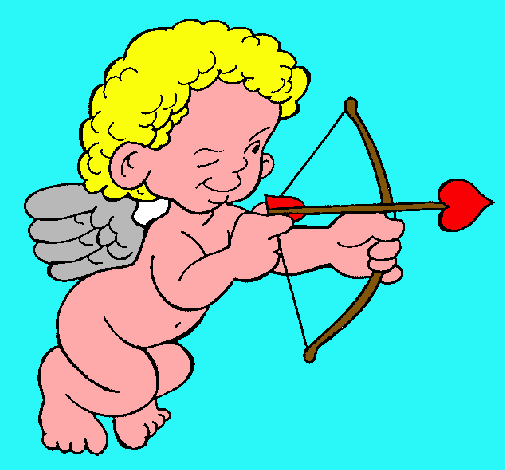 Dibujo Cupido apuntando con la flecha pintado por guapota