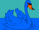 Dibujo Cisne en el agua pintado por ganso