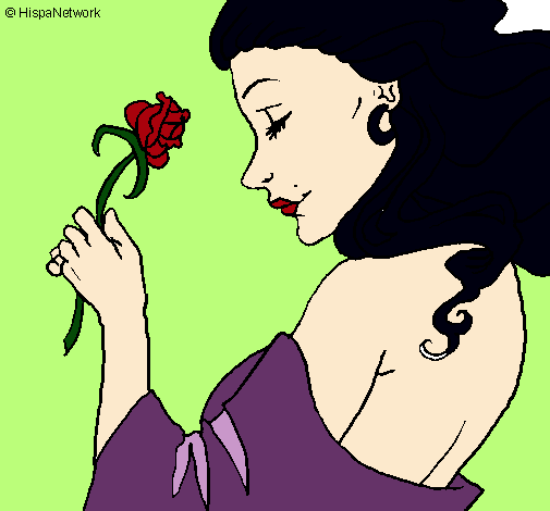 Dibujo Princesa con una rosa pintado por emaema
