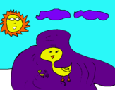 Dibujo Pato tomando el sol pintado por nayua