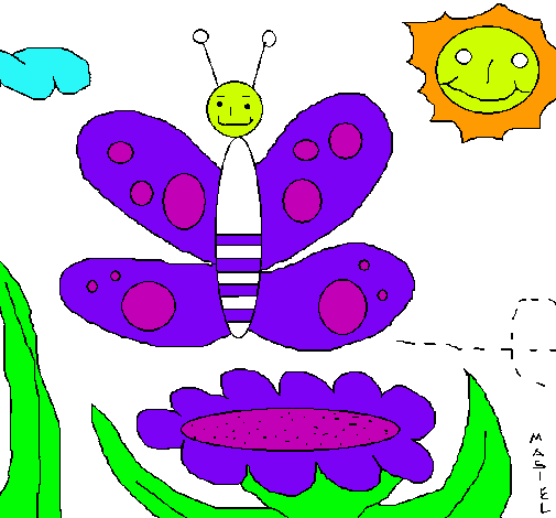 Dibujo Mariposa en el campo pintado por nayua