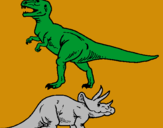 Dibujo Triceratops y tiranosaurios rex pintado por lesmon