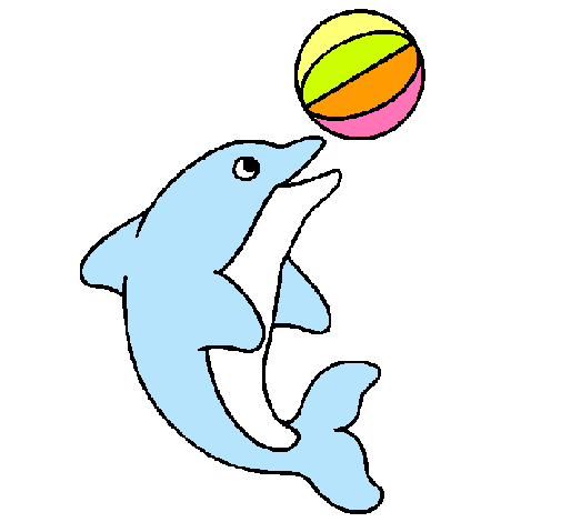 Dibujo Delfín jugando con una pelota pintado por dddddddddd