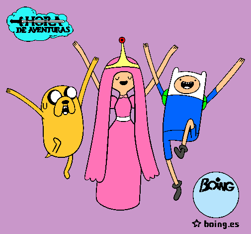 Dibujo Jake, Princesa Chicle y Finn pintado por perrii