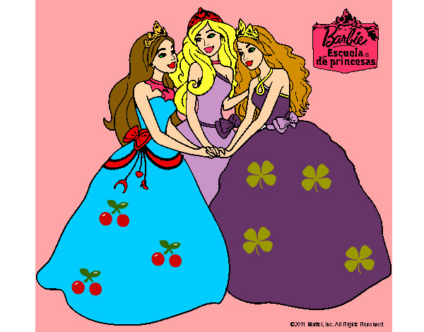 Dibujo Barbie y sus amigas princesas pintado por hpna