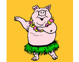 Dibujo Cerdo hawaiano pintado por lucydead