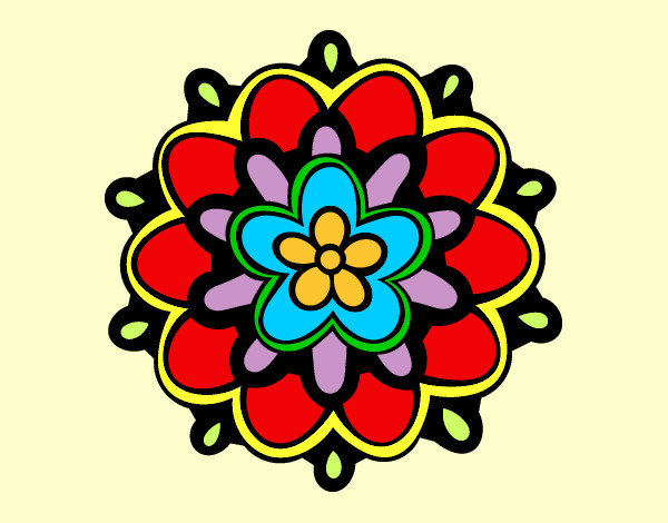 Dibujo Mándala con una flor pintado por hpna