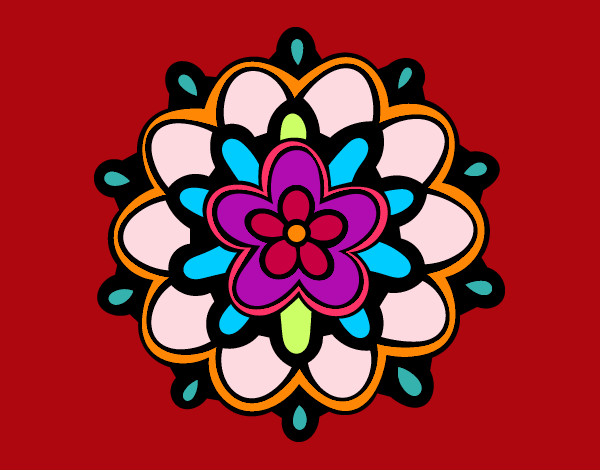 Dibujo Mándala con una flor pintado por nati123