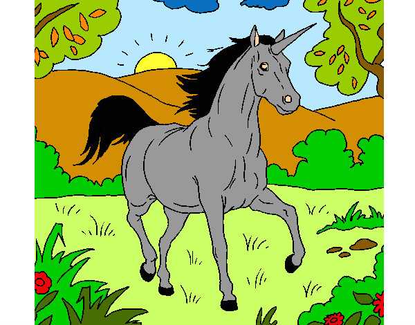 Dibujo Unicornio corriendo pintado por hpna